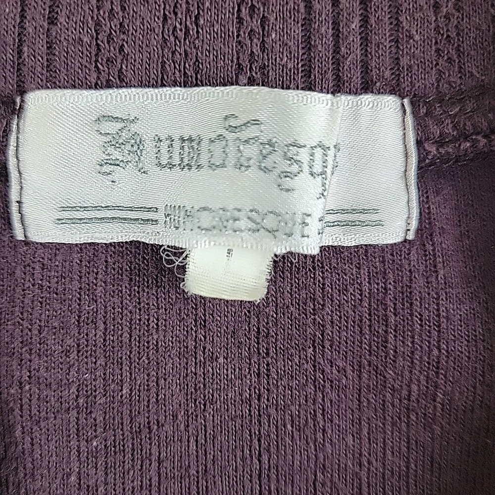 Humoresque Ribbed Knit Collared Top Women's L Plum Purple Long Sleeve Y2K Era - Picture 6 of 10